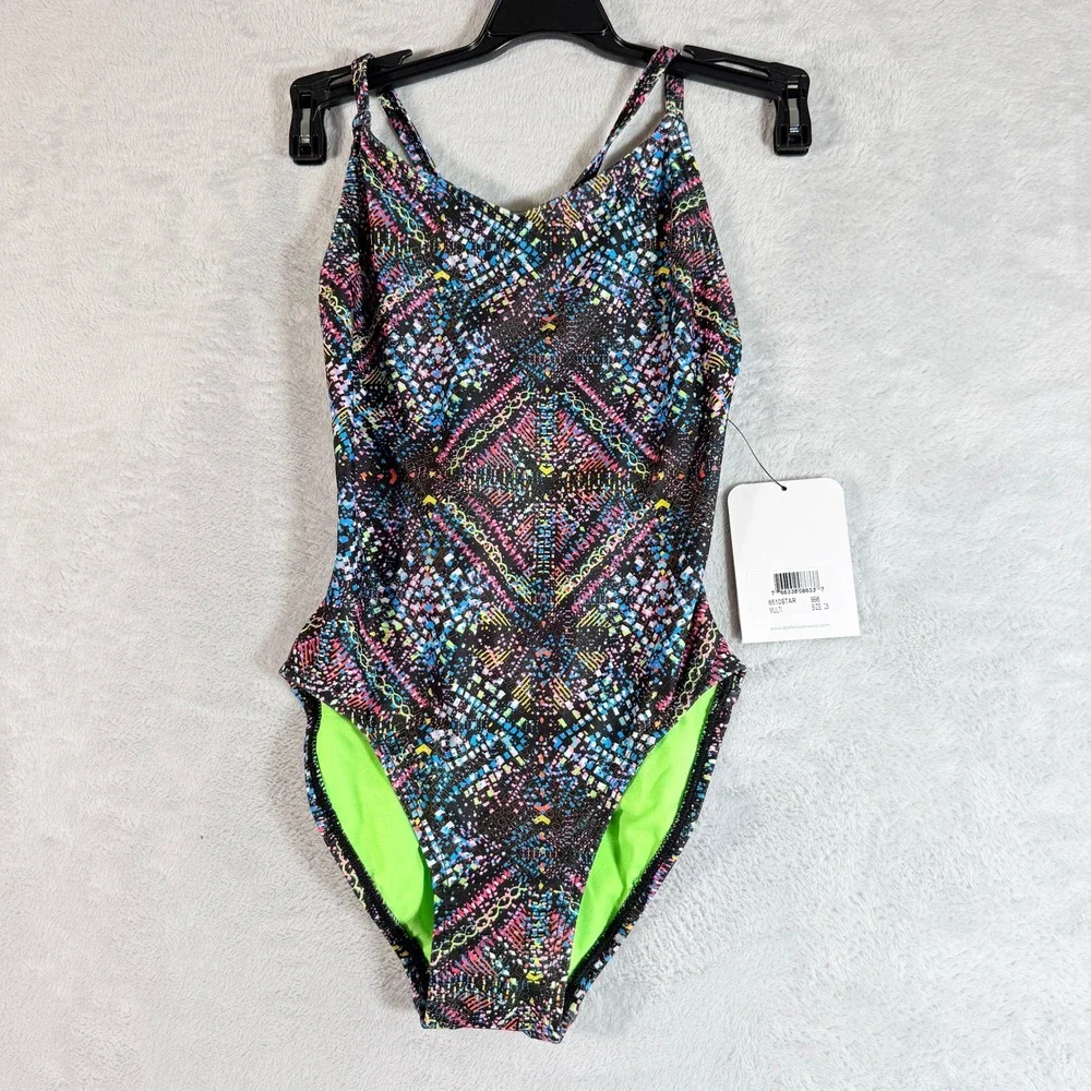 Dolfin Uglies‎ Revibe Star Light Low X-Back One Piece Swimsuit Girls Size 28 New